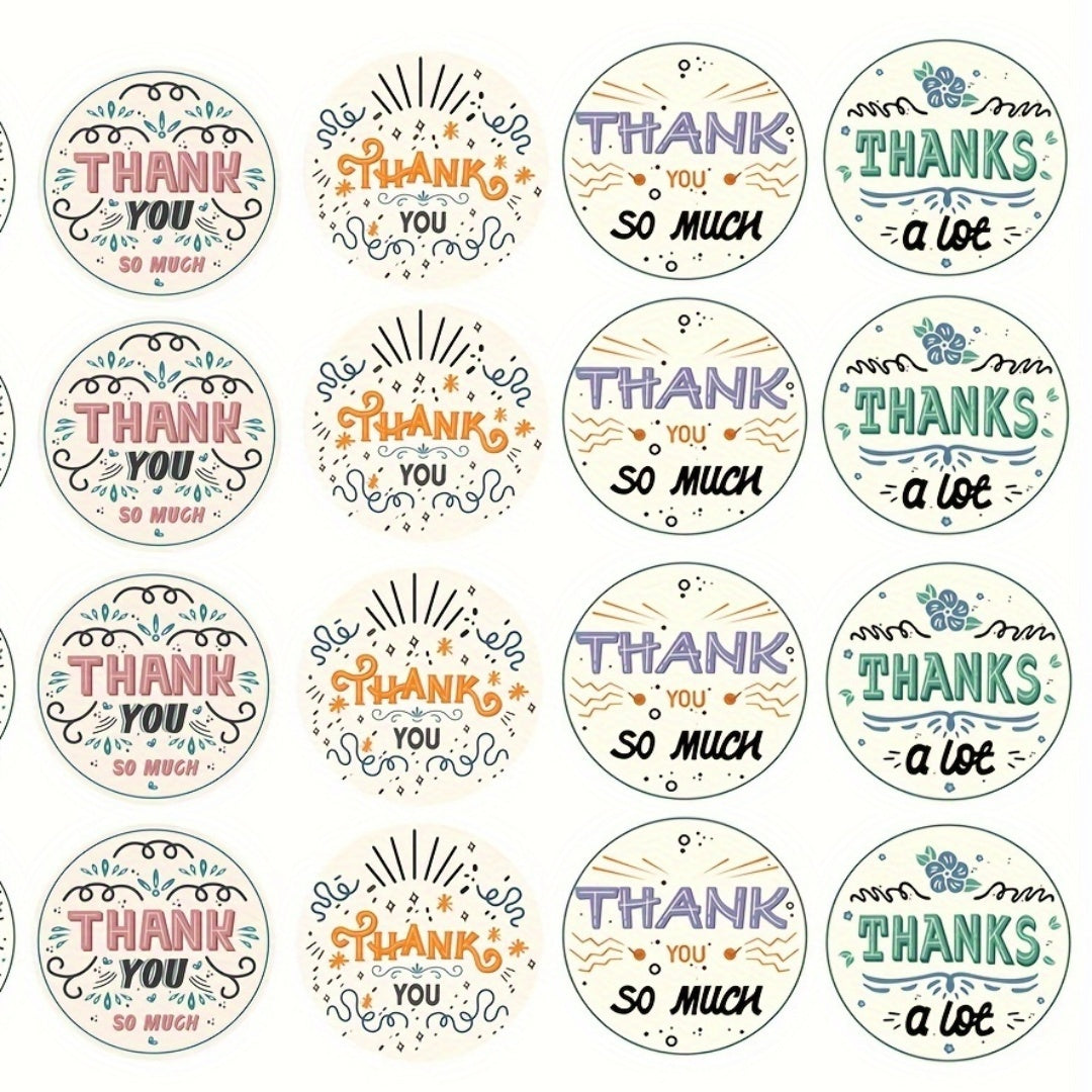 100pcs Thank You Stickers - 5 Cute Designs for DIY Decoration