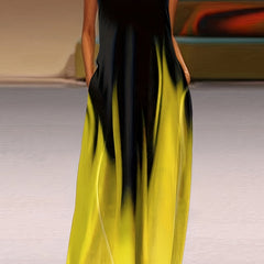 Women's Plus Ombre Print Maxi Dress With Pockets