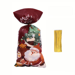 50pcs Christmas Gift Bags with Twist Ties Treat Bags for Snacks & Sweets