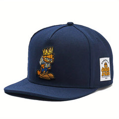 Cat Embroidery Men's Flat Brim Baseball Cap Snapback Hat