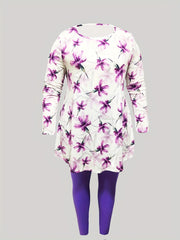 Plus Size Floral Print Top & Solid Leggings 2 Piece Set