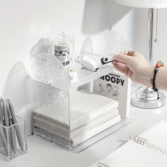 Desktop Storage Rack Acrylic Glacier Pattern Office Workstation
