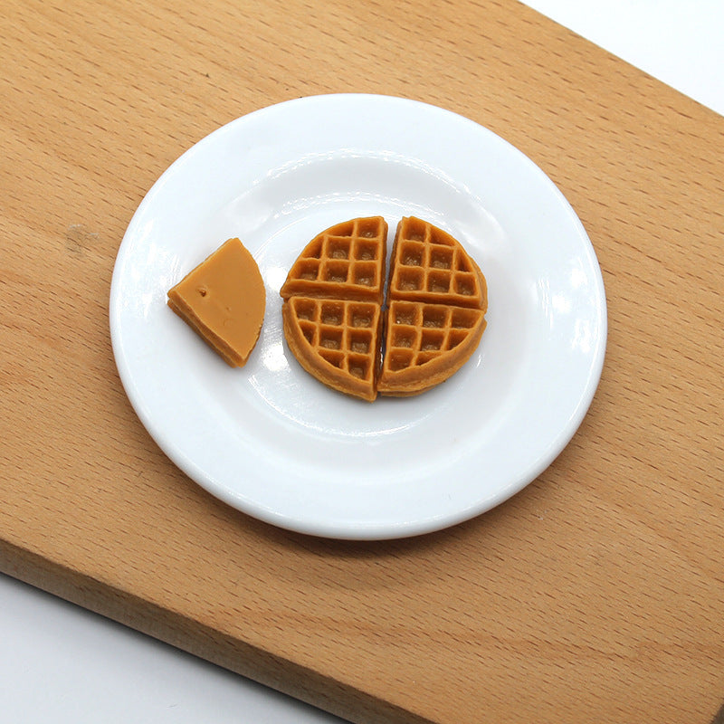 Waffle Cake PVC Lattice Biscuit Food Model DIY Cream 6pcs