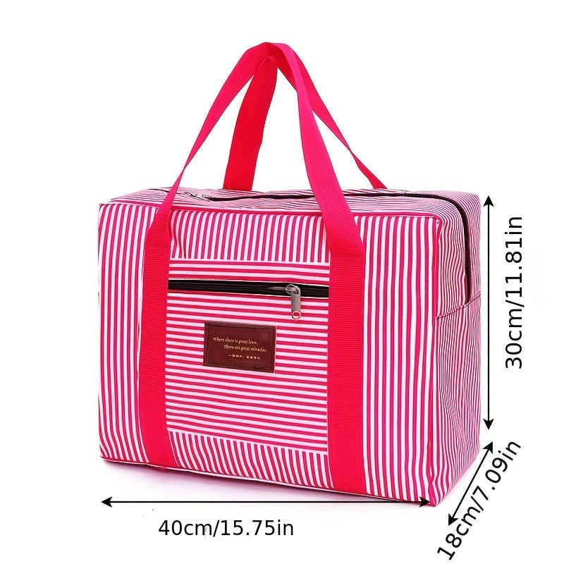 Foldable Carry On Travel Duffel Bag Lightweight Stripes Print Storage Weekender