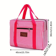 Foldable Carry On Travel Duffel Bag Lightweight Stripes Print Storage Weekender