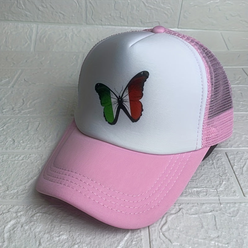 Italian Flag Butterfly Baseball Cap Mesh Cap