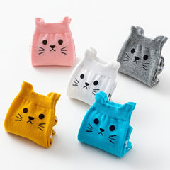 5 Pairs Animal Pattern Socks Cat Ear Geometric 3D Textured Stockings