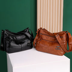 Shoulder Bag Large Capacity Faux Leather Crossbody Bag Zipper Purse