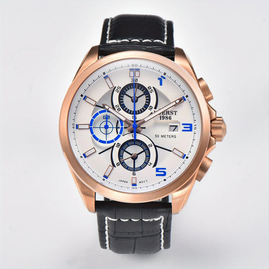 KUERST Teen Watch Stainless Steel Multifunctional Chronograph Quartz