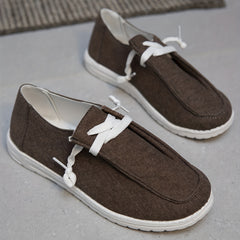 Women's Brown Canvas Shoes Casual Lace Up Outdoor Shoes