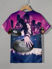 Men's DJ Graphic T shirt Active Slightly Stretch Breathable 3D Print Tee
