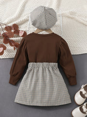 3pcs Baby Girls Puff Sleeves Top & Skirt & Berets Set Kids Clothes