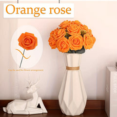 25pcs Vibrant Artificial Orange Roses for DIY Wedding Bouquets & Decor