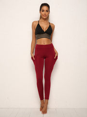 Stretchy Yoga Pants w/ Side Phone Pocket for Running Sports Fitness