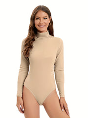 Ribbed Turtle Neck Bodysuit Long Sleeve