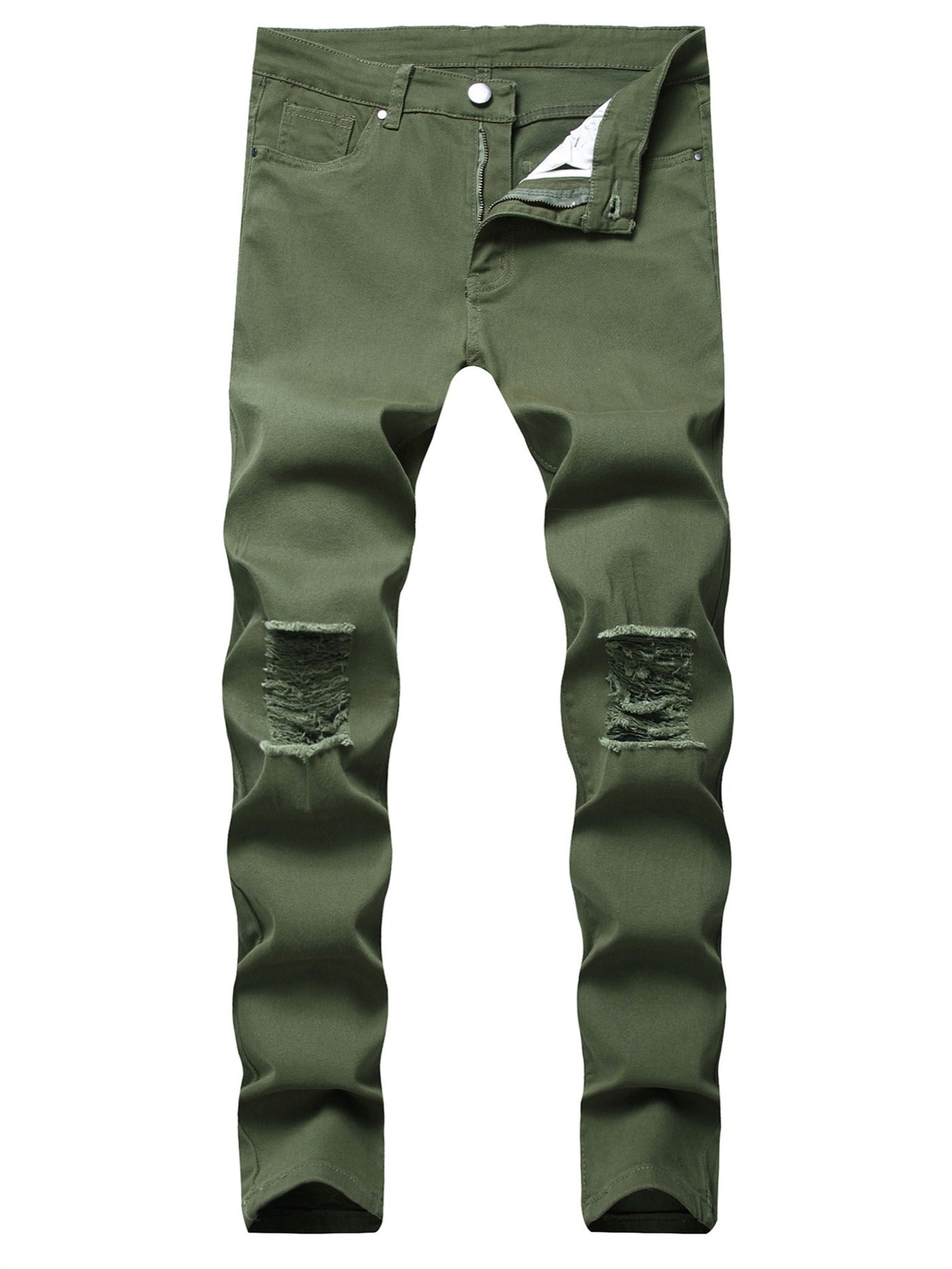 Men's Ripped Knee Slim Fit Stretch Jeans
