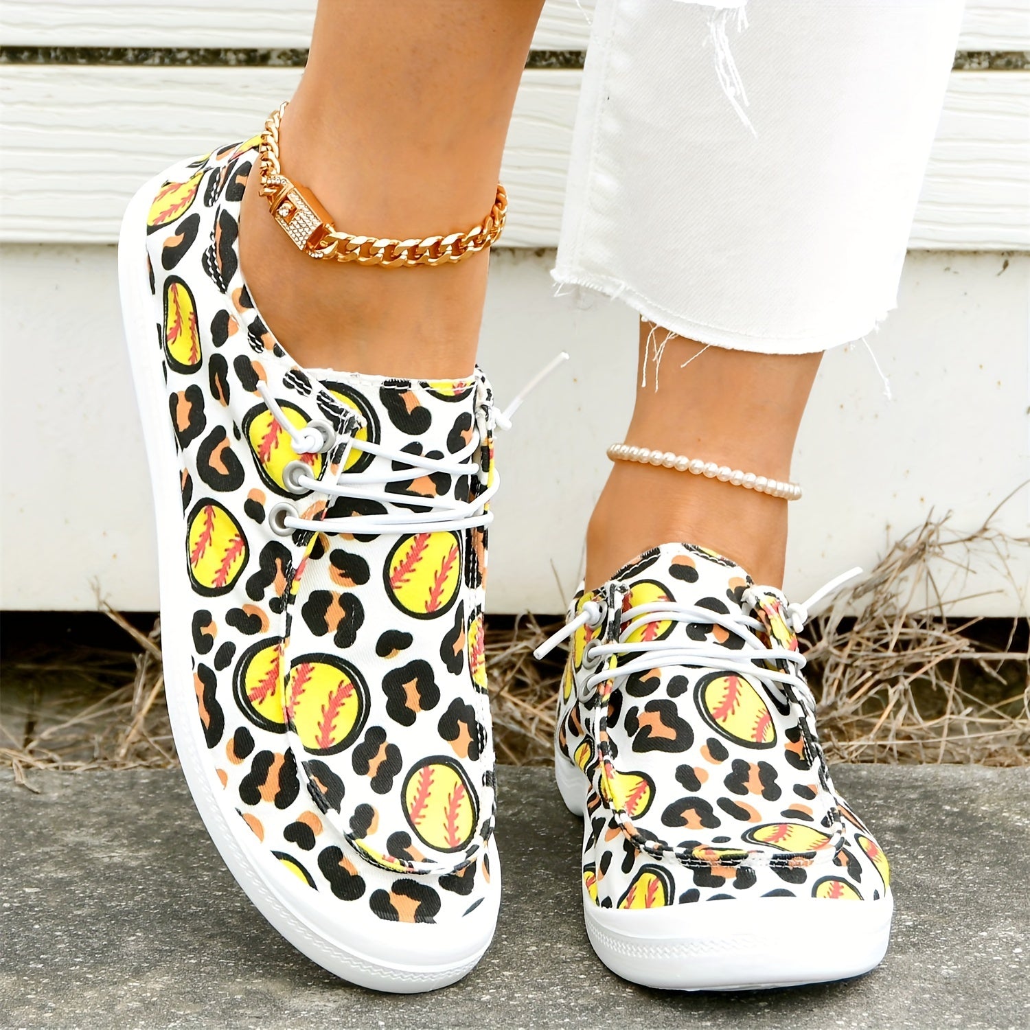 Women's Versatile Leopard Sports Sneakers Lightweight Casual Shoes