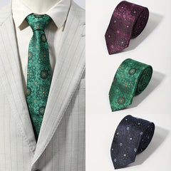 Men's Business Casual Cotton Cloth Flower Graphic Tie