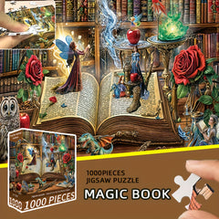 1000pcs Enchanted Library Jigsaw Puzzle Magical Creatures 28x20 Inch