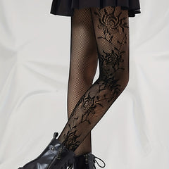 Flower Pattern Fishnet Tights Pantyhose
