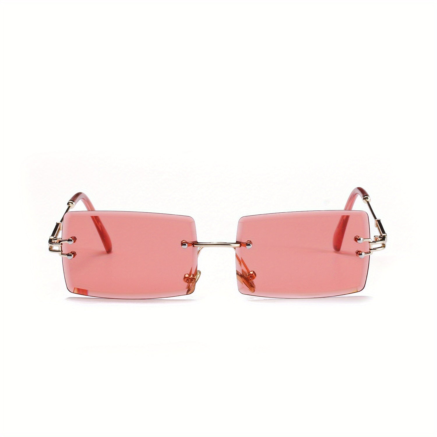 Women's Rectangle Rimless Sunglasses Metal Square UV400 Sun Shades
