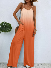 Boho Gradient Spaghetti Jumpsuit Wide Leg