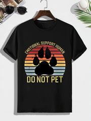 Men's Paw Print T shirt Active Comfy Slightly Stretch Crew Neck Tee