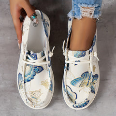 Women's Butterfly Print Low Top Walking Shoes Lightweight Outdoor Flat
