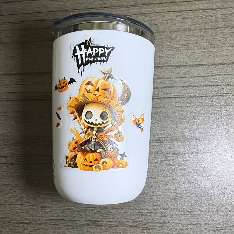 Halloween 5D Sticker Tumbler Cartoon Jack O' Lantern with Pumpkins Bats