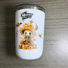 Halloween 5D Sticker Tumbler Cartoon Jack O' Lantern with Pumpkins Bats