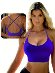Women's Criss Cross Sports Bra Seamless Wireless Yoga Tops