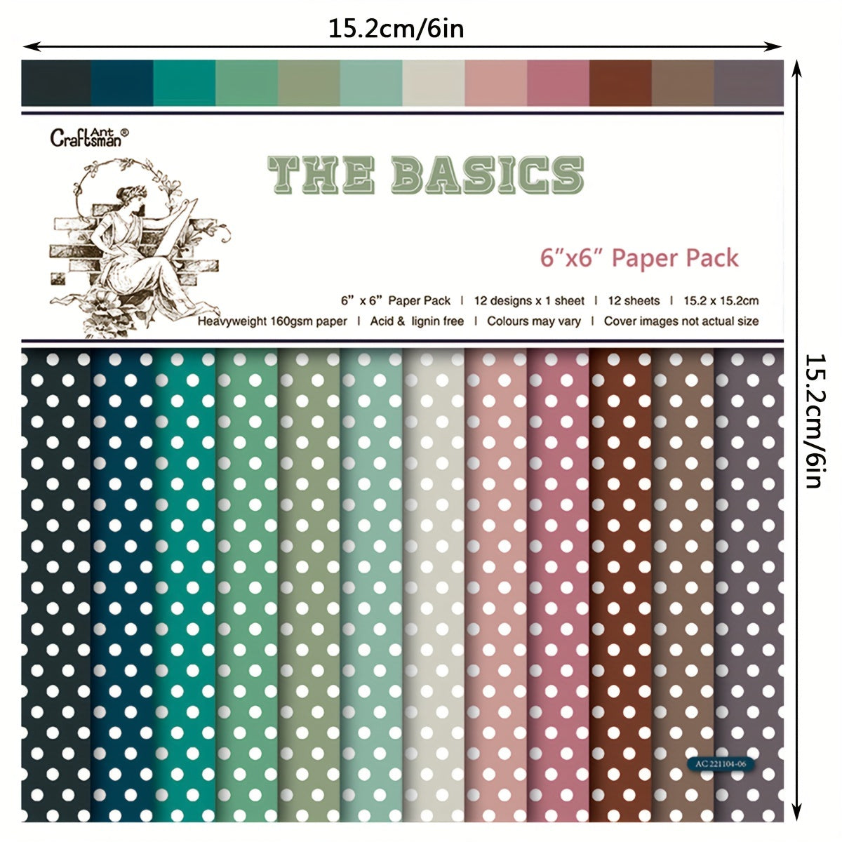 12pcs Retro Polka Dot Circus DIY Scrapbook Paper 15x24cm Non Adhesive