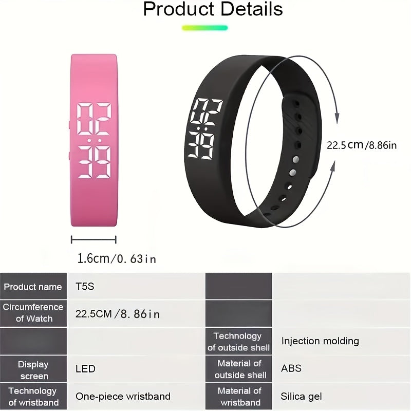 Multifunctional Sports Watch Soft Silicone Strap Lightweight Vibration Alarm Uni