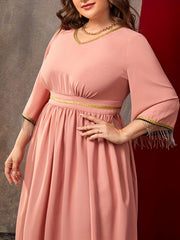 Women's Plus Colorblock V Neck Maxi Kaftan Dress