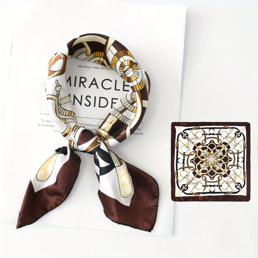 Flower Print Neckerchief Classic Shawl Silk Square Scarf Vintage Head Wrap