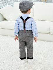 Baby Boys Gentleman Outfits Long Sleeve Bowtie Shirts Suspender Pants Set