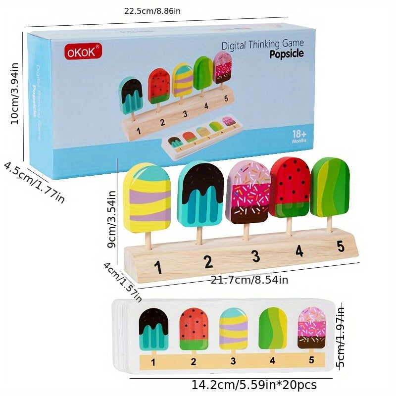Wooden Fruit Popsicle Matching Puzzle Game Colorful Educational Toy