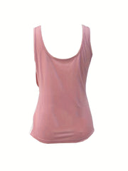 Colorblock Ruched Crew Neck Tank Top Sleeveless Top For Summer Women's Clothing