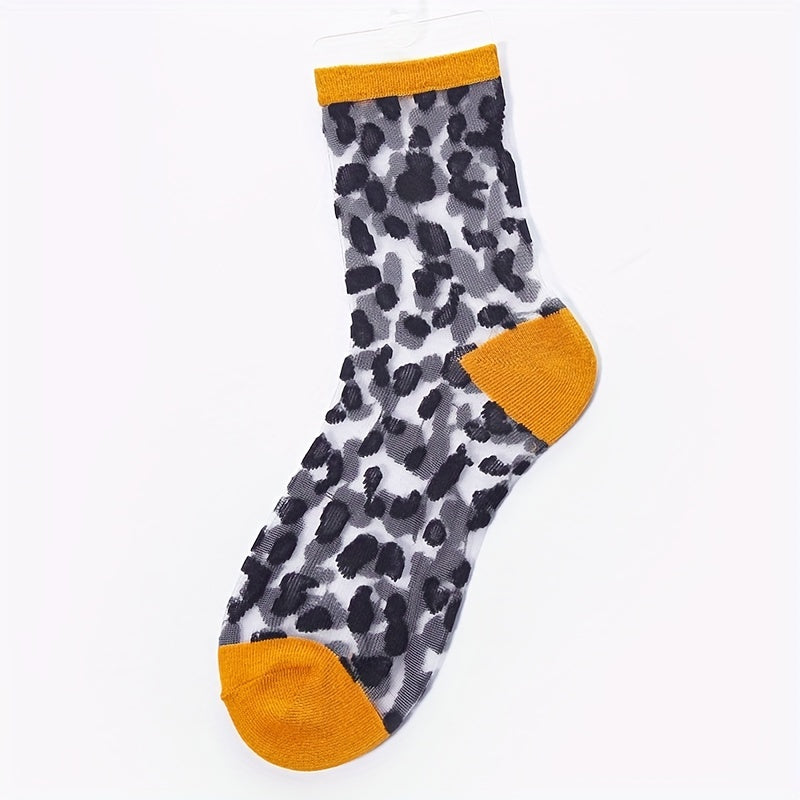 Leopard Mesh Socks Breathable Mid Tube Stockings
