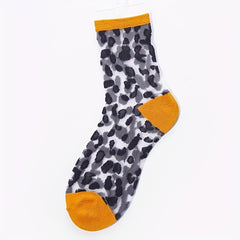Leopard Mesh Socks Breathable Mid Tube Stockings