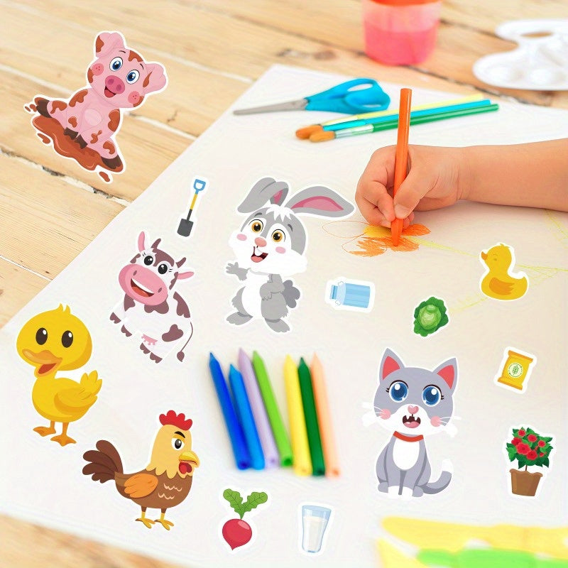 Farm Animal Stickers DIY Face Changing Stickers Party Favors