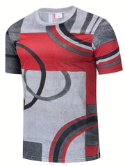 Men's Geometric Pattern Tee for Summer Outdoors