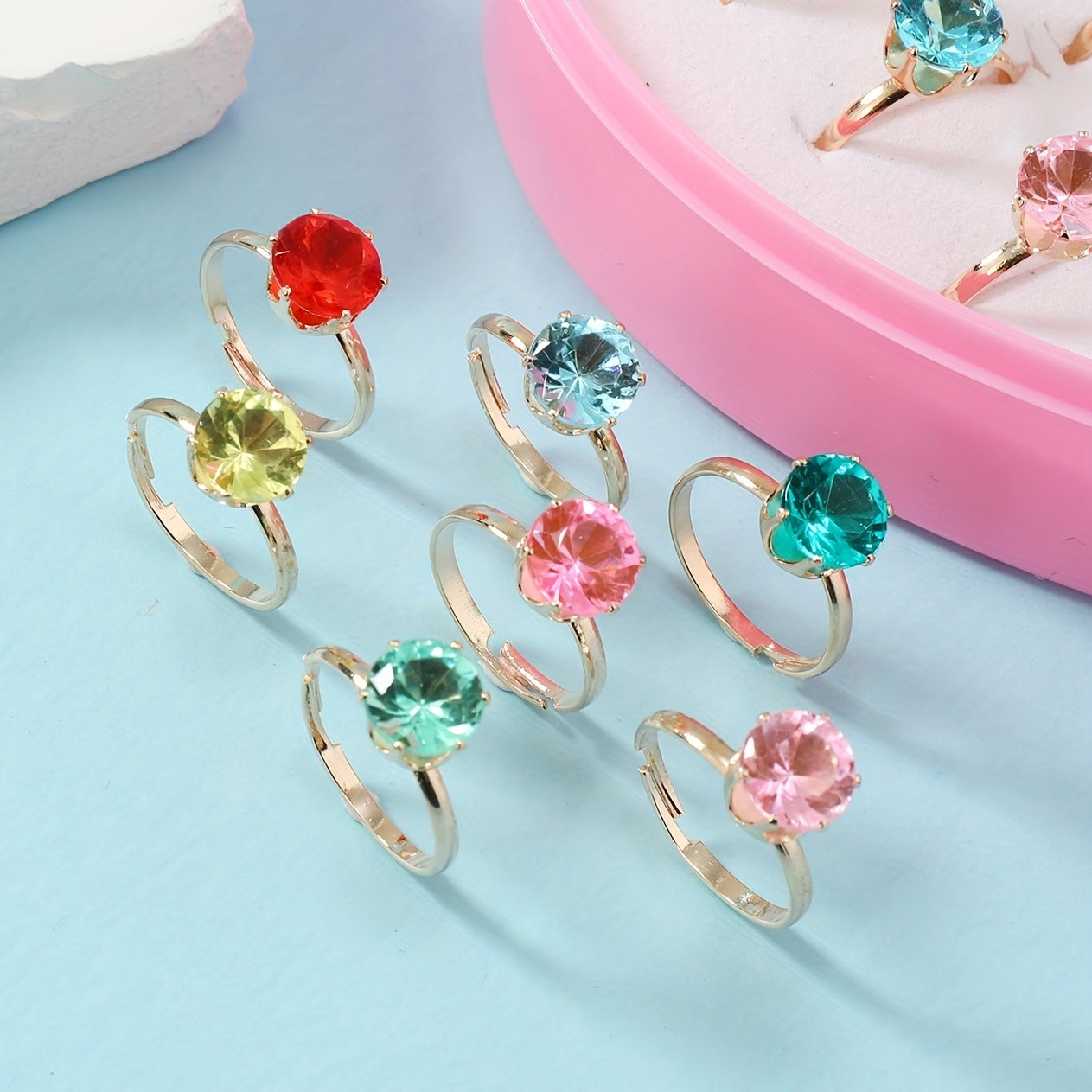 36pcs Girls Colorful Rings Kids Accessories Set