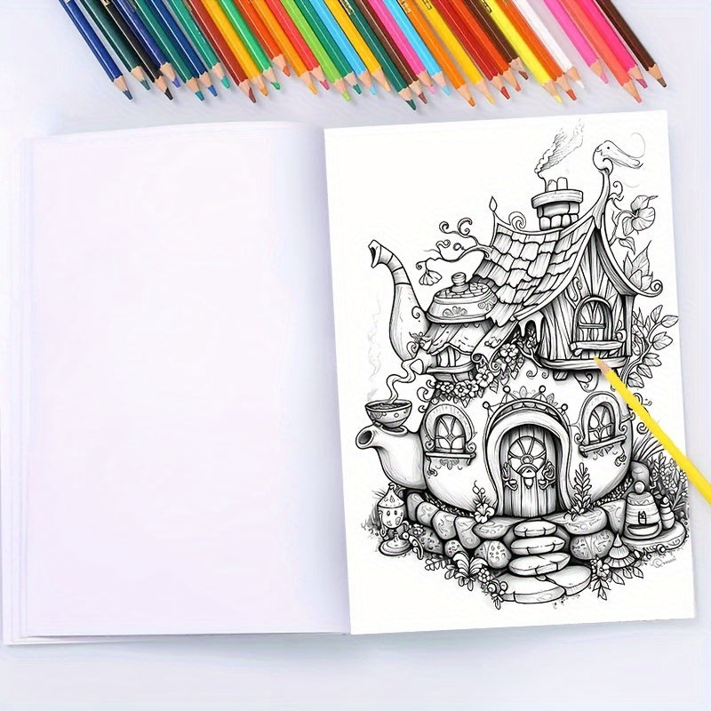 Deluxe Teapot House Coloring Book 22 Pages Halloween Christmas Birthday