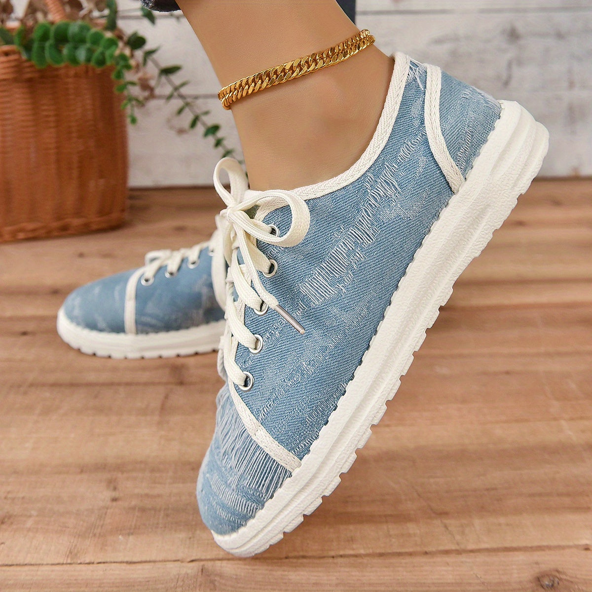 Women's Canvas Flat Sneakers Casual Lightweight Low Top Shoes