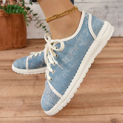 Women's Canvas Flat Sneakers Casual Lightweight Low Top Shoes