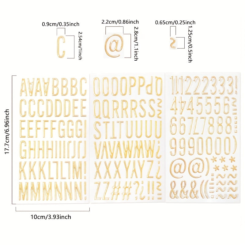 3D Golden Foil Letter & Number Stickers Self Adhesive Cut Outs DIY Crafts