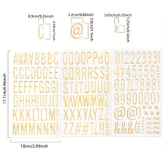 3D Golden Foil Letter & Number Stickers Self Adhesive Cut Outs DIY Crafts