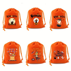 Orange Velvet Cloth Bag Halloween Candy Gift Bag Drawstring Small Bag