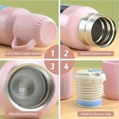 538ml Stainless Steel Insulated Cup Water Bottle 3 Lids Coffee Mug